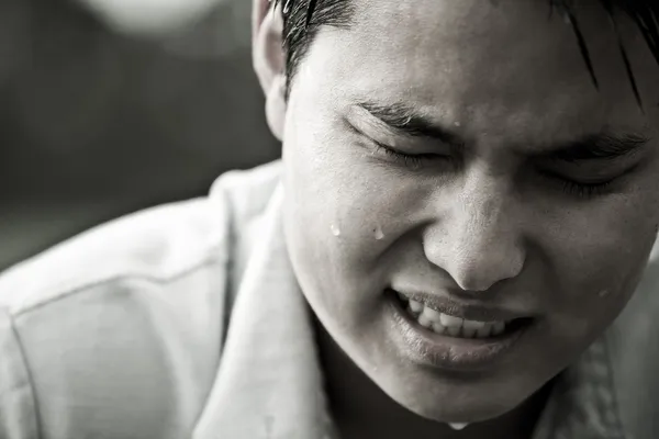 Stresu a depresi asijské muž — Stock fotografie