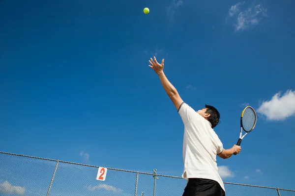 Asian male playing tennis — Stock Photo, Image