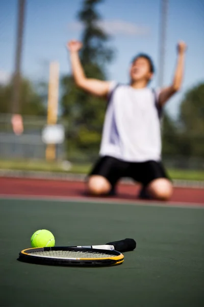 Vítězný hráč tenisu — Stock fotografie