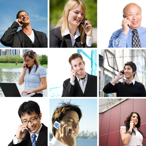 Business talar i telefon — Stockfoto