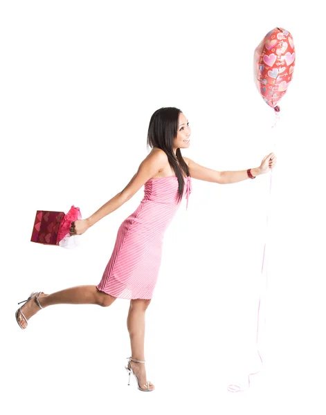 Feliz valentine ásia mulher — Fotografia de Stock