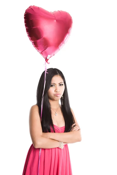 Sad valentine asian woman — Stock Photo, Image