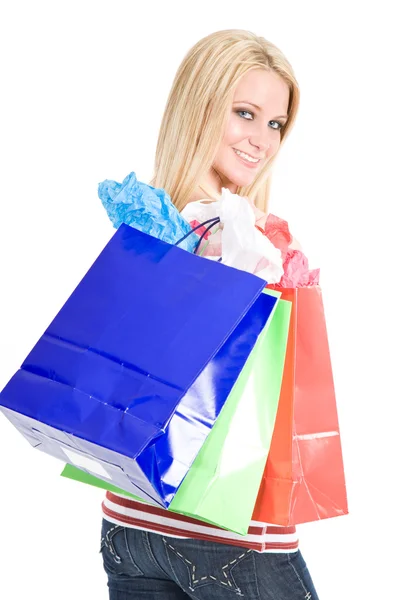 쇼핑 백인 여자 — 스톡 사진