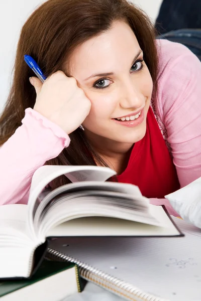 Studying caucasian college student — Stock Photo, Image
