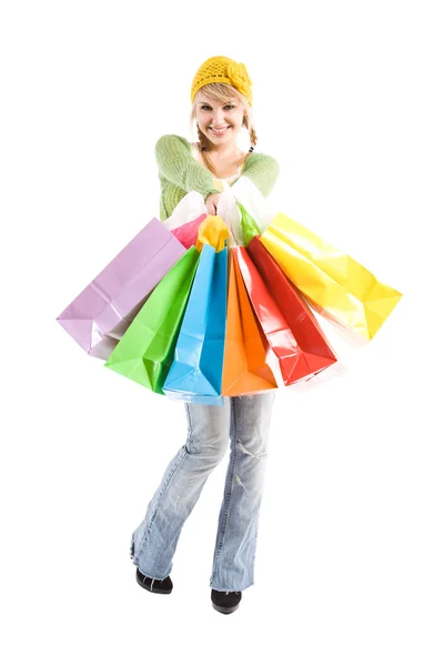 Alışveriş beyaz kız — Stok fotoğraf