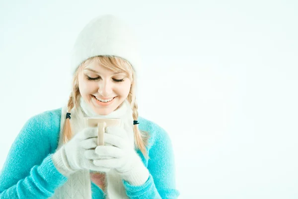Chica beber café —  Fotos de Stock