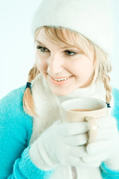 Chica beber café —  Fotos de Stock