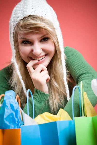 Shopping caucasian girl — Stock Photo, Image