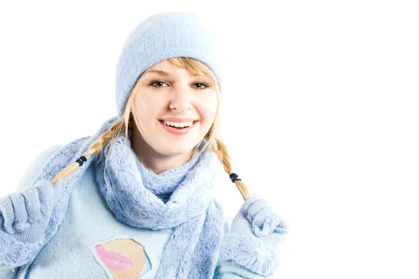 Vackra kaukasiska vintern flicka — Stockfoto