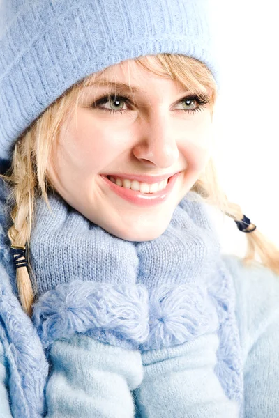 Linda menina de inverno caucasiano — Fotografia de Stock