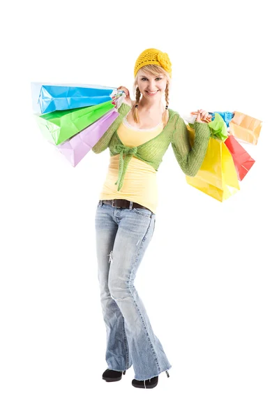 쇼핑 백인 여자 — 스톡 사진