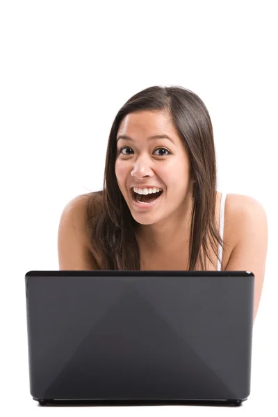 Asian woman laptop — Stock Photo, Image