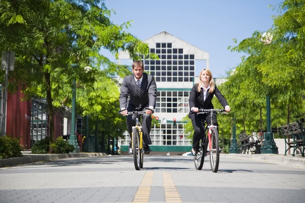 Business riding bicycle — Stock Photo, Image