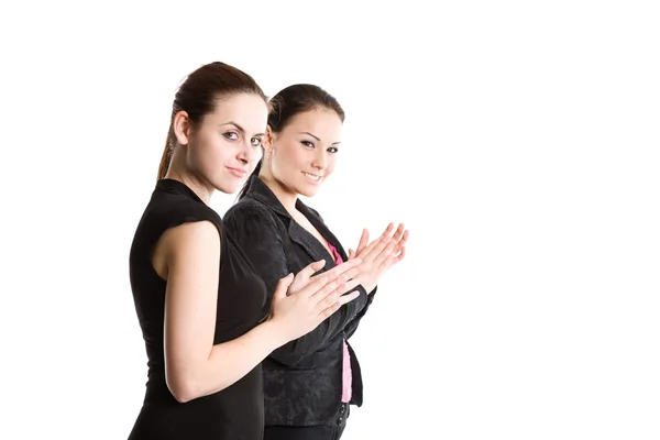 Две деловые женщины хлопают в ладоши — стоковое фото