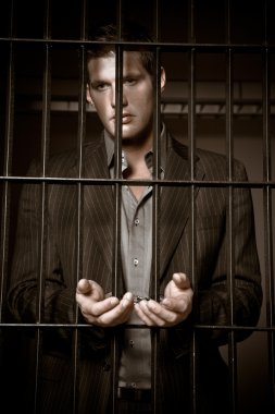 Businessman in jail clipart