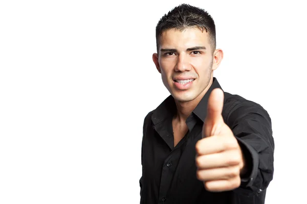 Homem de negócios hispânico dando polegares para cima — Fotografia de Stock