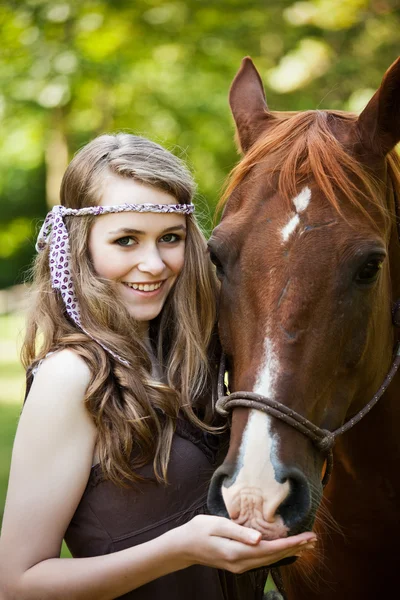 Lány ló — Stock Fotó