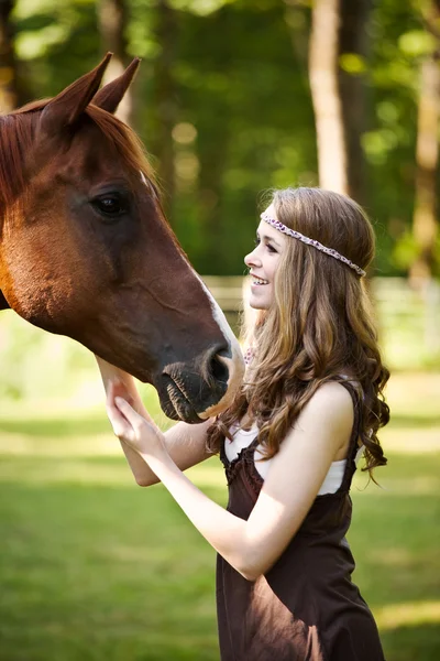 Lány ló — Stock Fotó