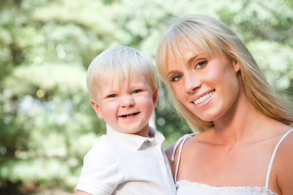 Happy caucasian mother and son — Stock Photo, Image