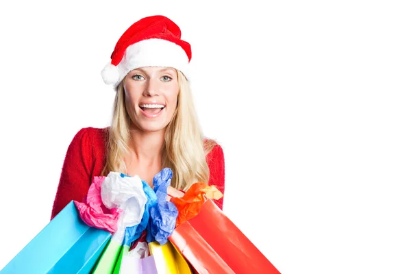 Navidad compras santa chica —  Fotos de Stock