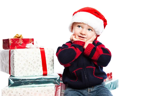 Pojke med jul gåva — Stockfoto