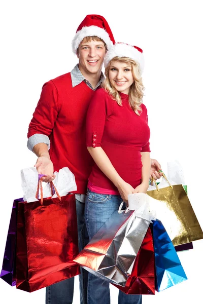 Noël shopping couple — Photo