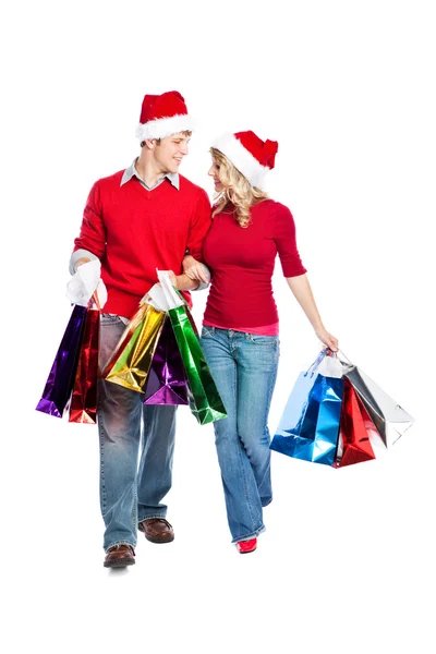 Christmas shopping couple — Stock Photo, Image
