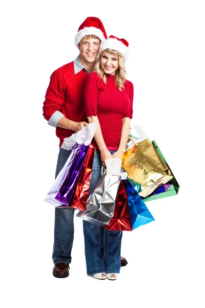 Casal de compras Natal — Fotografia de Stock