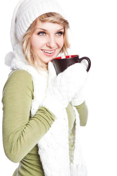 Schöne Frau mit Kaffeetasse — Stockfoto