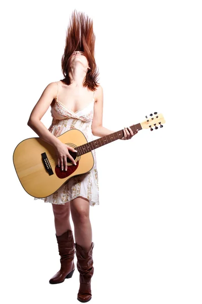 Hermosa mujer con guitarra — Foto de Stock