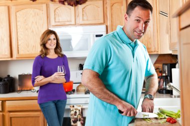 Couple in kitchen clipart