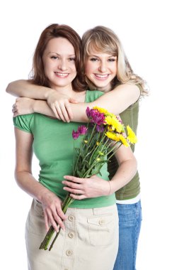 Mother and daughter celebrating mother's day clipart