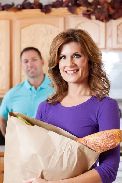Woman with grocery — Stock Photo, Image