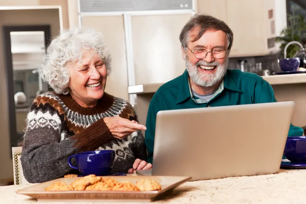 Senior couple using computer — Stock Photo, Image
