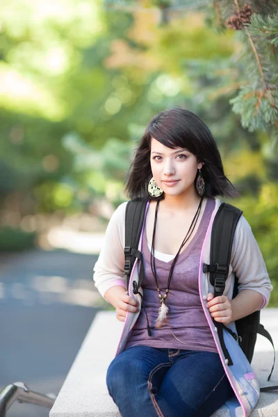 Mixed race college student — Stock Photo, Image