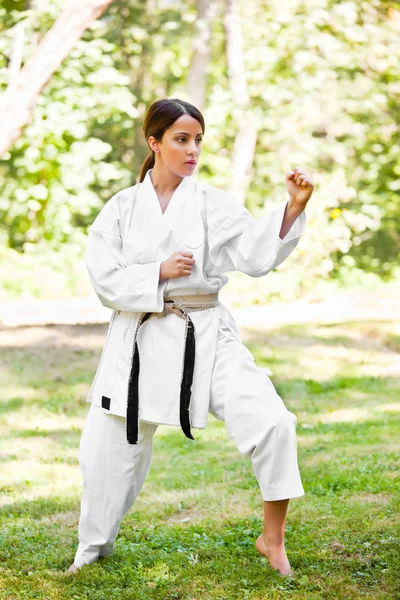 Asijské cvičit karate — Stock fotografie
