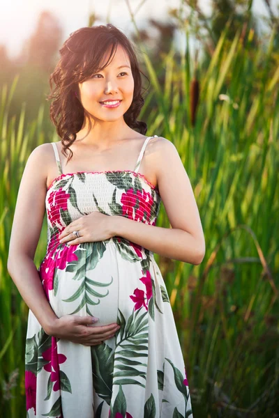 Těhotná asijské žena — Stock fotografie