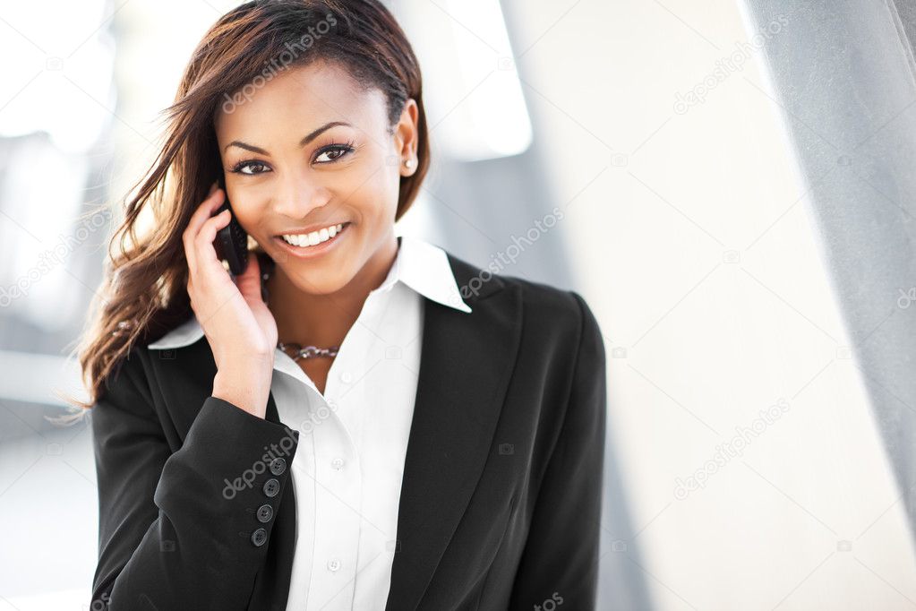 Black businesswoman on the phone