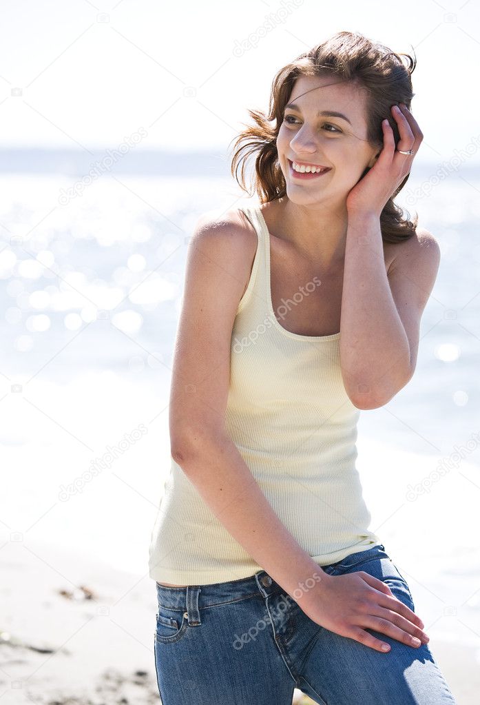 Happy beach summer girl