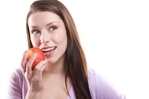 Kadın yeme elma — Stok fotoğraf