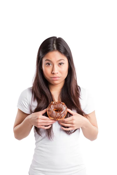Mulher asiática com donut — Fotografia de Stock