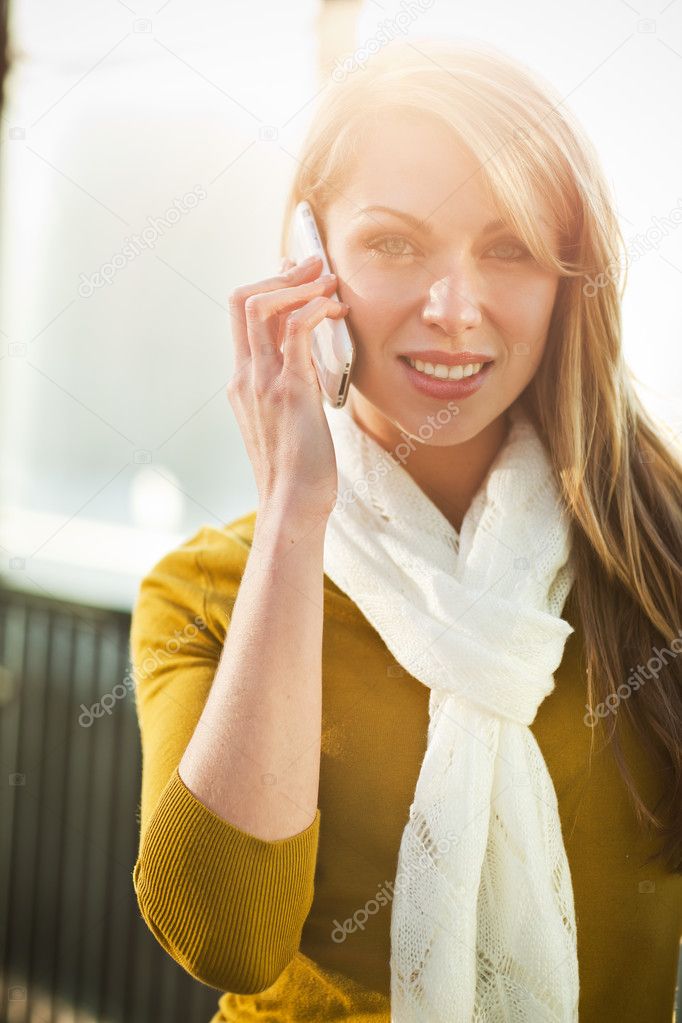 Caucasian woman on the phone