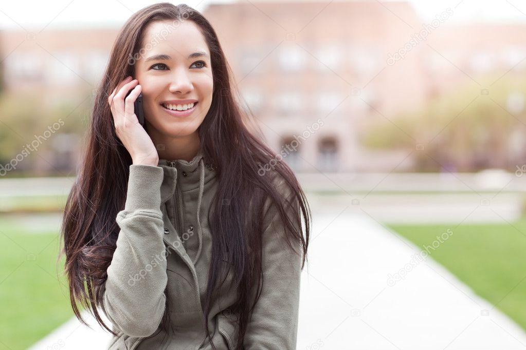 Ethnic student on the phone