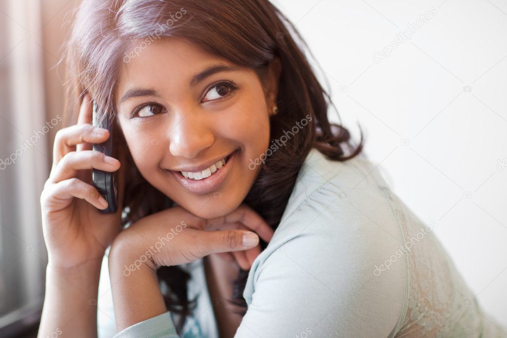 Asian student on the phone