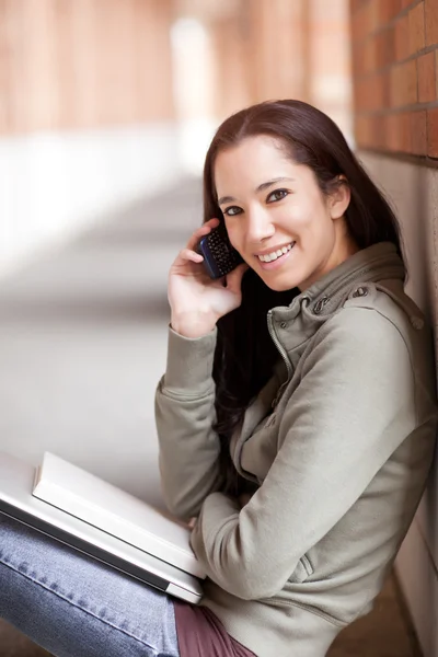 Ethnic student on the phone — Stock Photo, Image