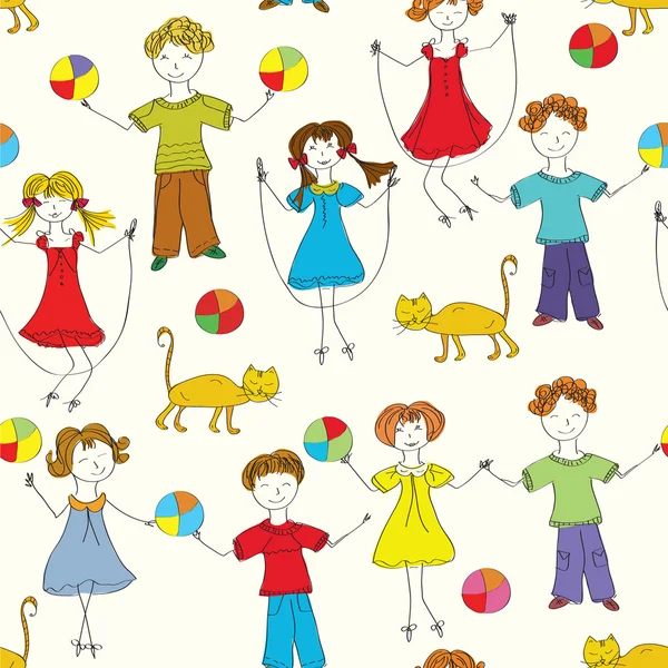 Dibujos animados niños patrón sin costura — Archivo Imágenes Vectoriales