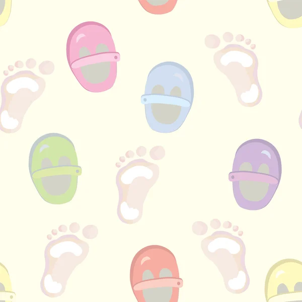 Baby nahtloses Muster mit Fußabdrücken — Stockvektor