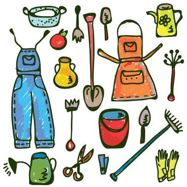 Gardening tools set clipart