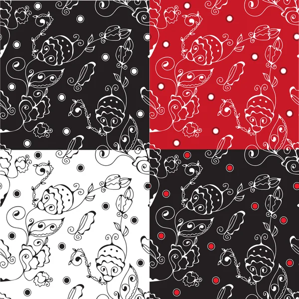 Floral graphic seamless pattern set — Stock Vector
