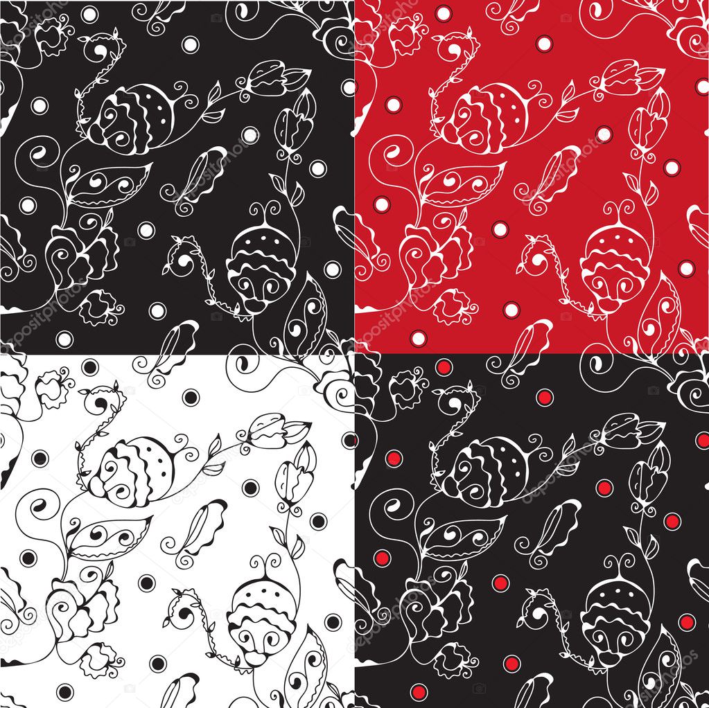 Floral graphic seamless pattern set